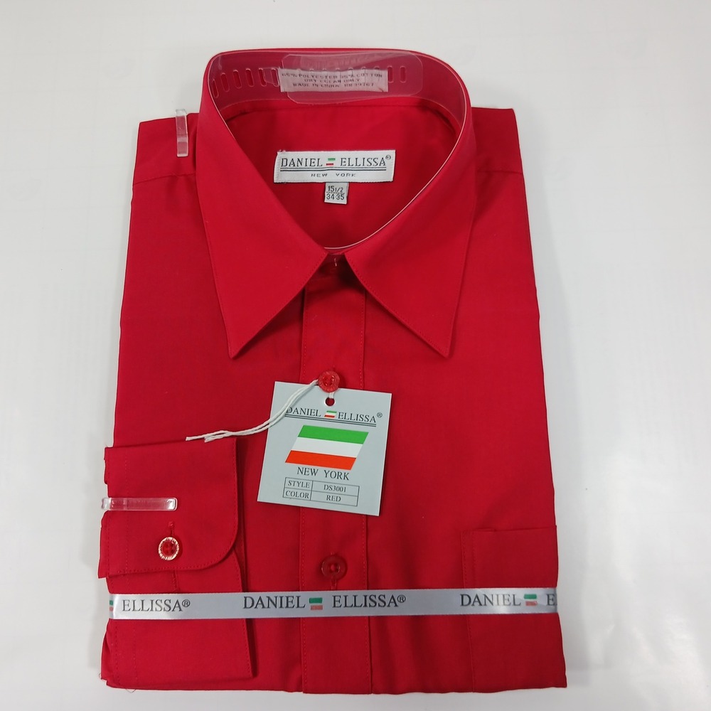 Daniel Ellissa Men Red Dress Shirt Long Sleeve Classic Fit DS3001 15.5 34-35 NEW